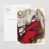Vintage Kerstmis, Thomas Nast Santa Claus Piano Feestdagenkaart (Voorkant / Achterkant)
