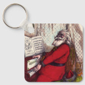 Vintage Kerstmis, Thomas Nast Santa Claus Piano Sleutelhanger (Voorkant)