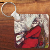 Vintage Kerstmis, Thomas Nast Santa Claus Piano Sleutelhanger (Voorkant)