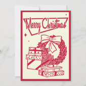 Vintage Kerstmis Uitnodiging (Voorkant)