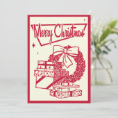 Vintage Kerstmis Uitnodiging (Staand voorkant)