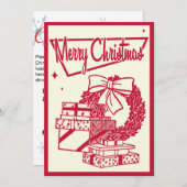 Vintage Kerstmis Uitnodiging (Voorkant / Achterkant)