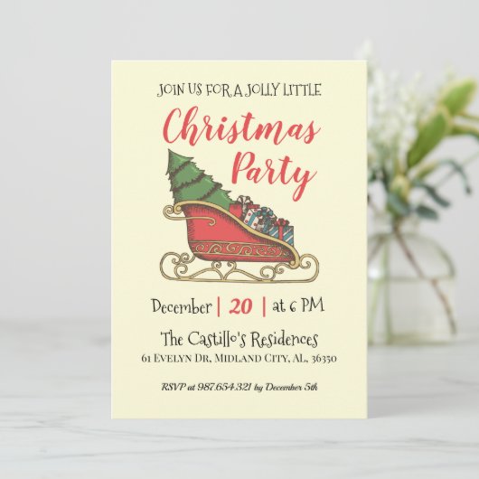 Vintage Kerstmis - Uitnodiging op persoonlijke tit (Staand voorkant)