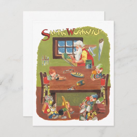 Vintage Kerstmis, uitnodiging voor de kerstman (Voorkant / Achterkant)