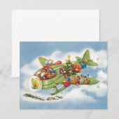 Vintage Kerstmis, uitnodiging voor het vliegtuig v (Voorkant / Achterkant)