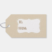 Vintage Kerstmis Vakantie gloeilamp partij voeg na Cadeaulabel (Achterkant Horizontaal)