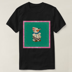 Vintage Kerstmis van de sneeuwman op zwarte T-shirt