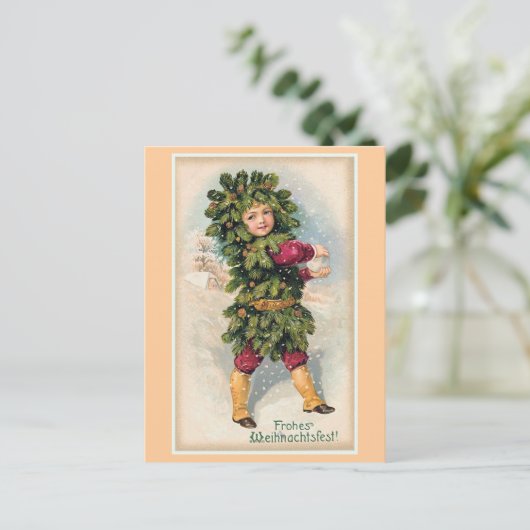 Vintage Kerstmis van "Frohes Weihnachtsfest" Feestdagenkaart (Staand voorkant)