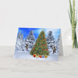 Vintage Kerstmis van Herten Feestdagen Kaart