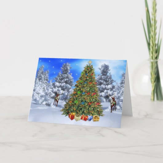 Vintage Kerstmis van Herten Feestdagen Kaart (Voorkant)