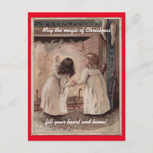 Vintage Kerstmis van Kinderen Feestdagenkaart (Voorkant)