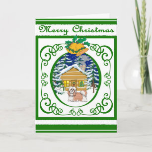 Vintage Kerstmis van Shihtzu Feestdagen Kaart