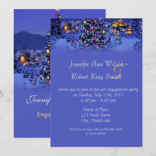 Vintage Kerstmis, verloffeest Kaart (Voorkant / Achterkant)