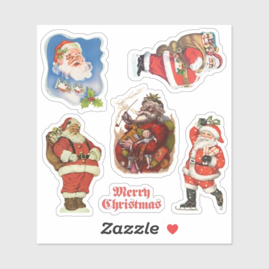 Vintage Kerstmis, Verscheidenheid van de Kerstman Sticker (Vel)
