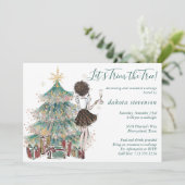 Vintage Kerstmis | Versiemenwisseling boomstam Kaart (Staand voorkant)