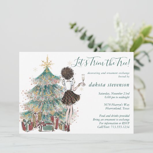 Vintage Kerstmis | Versiemenwisseling boomstam Kaart (Staand voorkant)