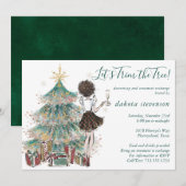 Vintage Kerstmis | Versiemenwisseling boomstam Kaart (Voorkant / Achterkant)