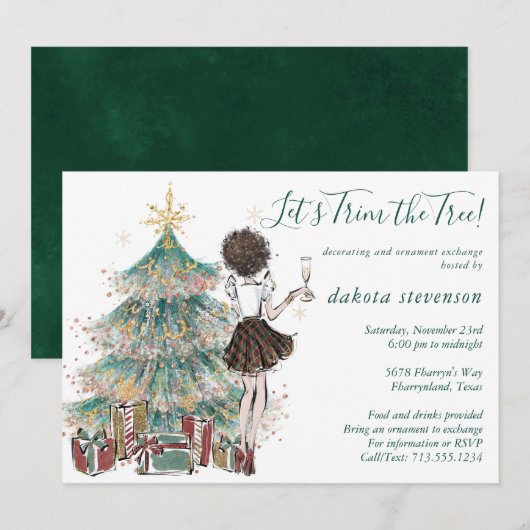 Vintage Kerstmis | Versiemenwisseling boomstam Kaart (Voorkant / Achterkant)