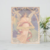 Vintage Kerstmis, Victoriaans Angel Reading Bijbel (Staand voorkant)