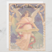 Vintage Kerstmis, Victoriaans Angel Reading Bijbel (Voorkant / Achterkant)