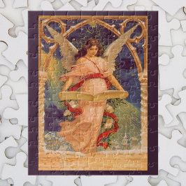 Vintage Kerstmis, Victoriaans Angel Reading Bijbel Legpuzzel