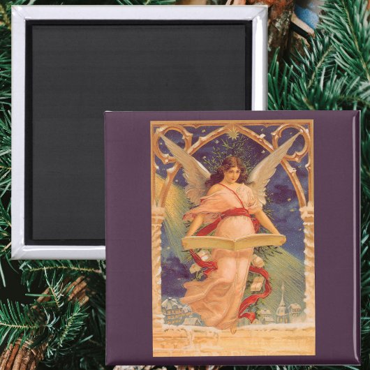 Vintage Kerstmis, Victoriaans Angel Reading Bijbel Magneet