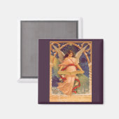 Vintage Kerstmis, Victoriaans Angel Reading Bijbel Magneet (Voorkant / Achterkant)