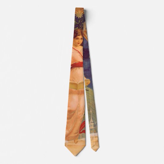 Vintage Kerstmis, Victoriaans Angel Reading Bijbel Stropdas (Voorkant)