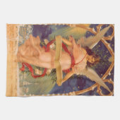 Vintage Kerstmis, Victoriaans Angel Reading Bijbel Theedoek (Horizontaal)