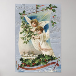 Vintage Kerstmis, Victoriaans Angels in een zeilbo Poster