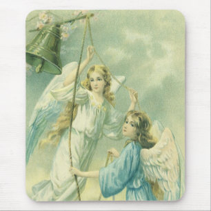 Vintage Kerstmis, Victoriaans Angels met een Bell Muismat