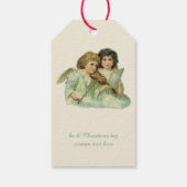 Vintage Kerstmis, Victoriaans Angels Music Violin Cadeaulabel (Achterkant)