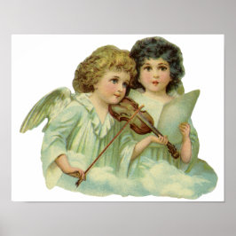 Vintage Kerstmis, Victoriaans Angels Music Violin Poster