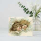 Vintage Kerstmis, Victoriaans Angels uitnodiging (Staand voorkant)