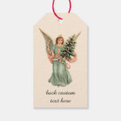 Vintage Kerstmis, Victoriaans engel met boom Cadeaulabel (Achterkant)