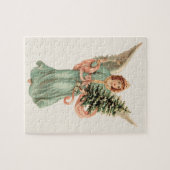 Vintage Kerstmis, Victoriaans engel met boom Legpuzzel (Horizontaal)
