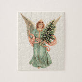 Vintage Kerstmis, Victoriaans engel met boom Legpuzzel (Verticaal)