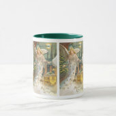 Vintage Kerstmis, Victoriaans engel met boom Mok (Midden)