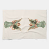 Vintage Kerstmis, Victoriaans engel met boom Theedoek (Horizontaal)