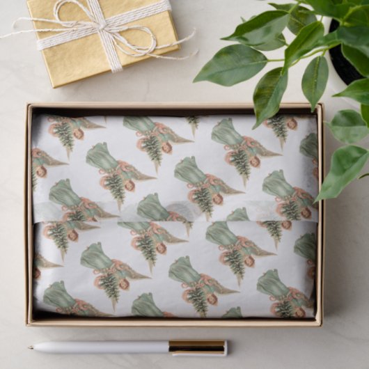 Vintage Kerstmis, Victoriaans engel met boom Tissuepapier (Geschenk)