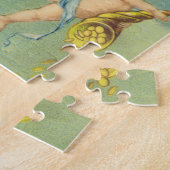 Vintage Kerstmis, Victoriaans engel met Cherub Legpuzzel (Zijkant)