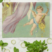 Vintage Kerstmis, Victoriaans engel met Cherub Theedoek (Gevouwen)