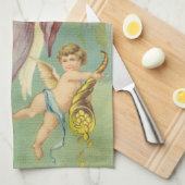 Vintage Kerstmis, Victoriaans engel met Cherub Theedoek (Quarter Fold)