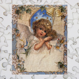 Vintage Kerstmis, Victoriaans engel met goudcellen Legpuzzel