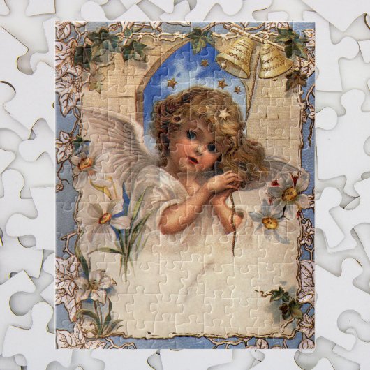 Vintage Kerstmis, Victoriaans engel met goudcellen Legpuzzel