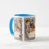 Vintage Kerstmis, Victoriaans engel met goudcellen Mok (Voorkant links)