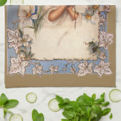 Vintage Kerstmis, Victoriaans engel met goudcellen Theedoek (Gevouwen)