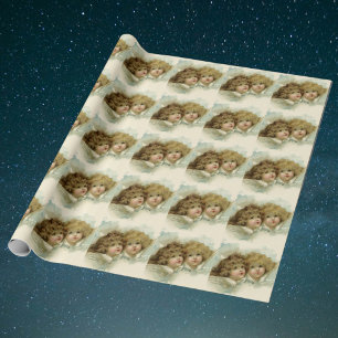 Vintage Kerstmis, Victoriaans Engelsen in de wolke Cadeaupapier