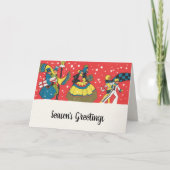 Vintage Kerstmis, Victoriaans familie Kaart (Voorkant)