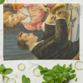 Vintage Kerstmis, Victoriaans gezinsdiner Theedoek (Gevouwen)